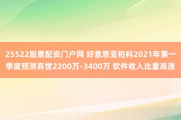 25522股票配资门户网 好意思亚柏科2021年第一季度预测弃世2200万-3400万 软件收入比重高涨