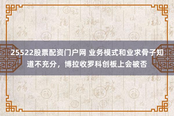 25522股票配资门户网 业务模式和业求骨子知道不充分,博拉收罗科创板上会被否