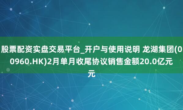 股票配资实盘交易平台_开户与使用说明 龙湖集团(00960.HK)2月单月收尾协议销售金额20.0亿元