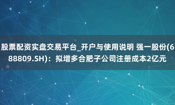 股票配资实盘交易平台_开户与使用说明 强一股份(688809.SH)：拟增多合肥子公司注册成本2亿元